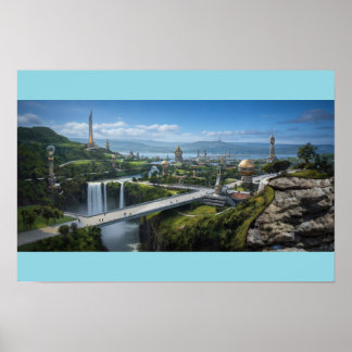 Vreedzame buitenaardse stad poster
