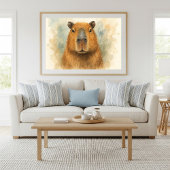 Vreedzame Capybara Waterverf Portret Poster