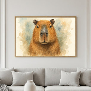 Vreedzame Capybara Waterverf Portret Poster