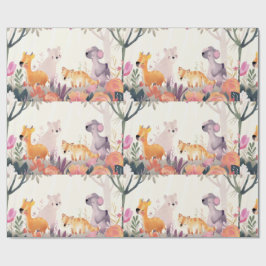 Vreedzame dieren tussen bloemen en bomen cadeaupapier