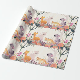 Vreedzame dieren tussen bloemen en bomen cadeaupapier