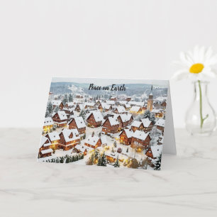 Vreedzame Dorpssneeuwscene Vrede op Aarde Vakantie Kaart