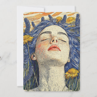 Vreedzame droom blauw haar lavendel kaart