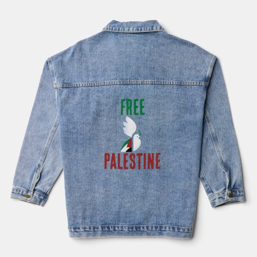 Vreedzame Duif met Vrije Palestijnse Vlag Kunst Denim Jacket (Achterkant)