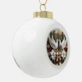 Vreedzame Duiven Poinsettias Elegant Kerstmis Keramische Bal Ornament (Links)
