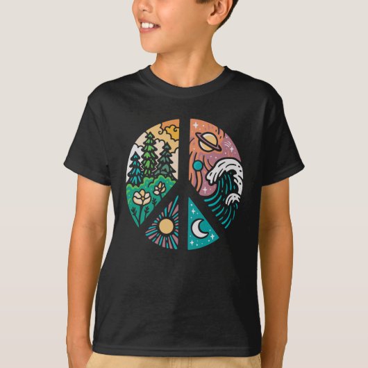 Vreedzame Elementen: Natuur & Kosmos T-shirt (Voorkant)
