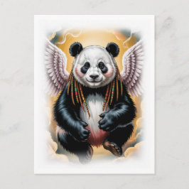 Vreedzame Engel Panda op een Witte Feestdagenkaart