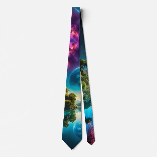 Vreedzame Fantasy Lake reflectie Stropdas (Voorkant)