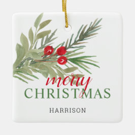 Vreedzame Feestdagen Op Aarde 3 Foto's Keramisch Ornament