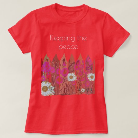 Vreedzame, Floral Garden Fence T-Shirt (Design voorkant)