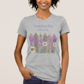 Vreedzame,  Floral Garden Fence T-Shirt (Voorkant)