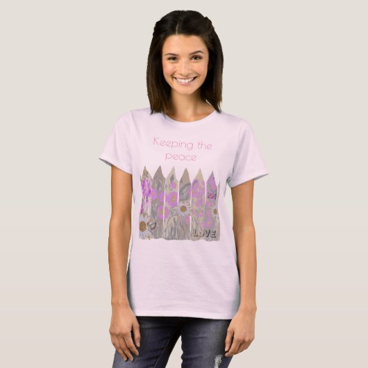 Vreedzame,  Floral Garden Fence T-Shirt (Voorkant volledig)