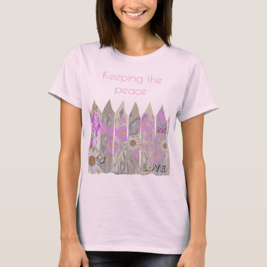 Vreedzame,  Floral Garden Fence T-Shirt (Voorkant)