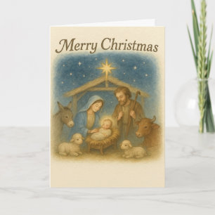 Vreedzame Geboortescène Kerst Heilige Familie  Feestdagen Kaart
