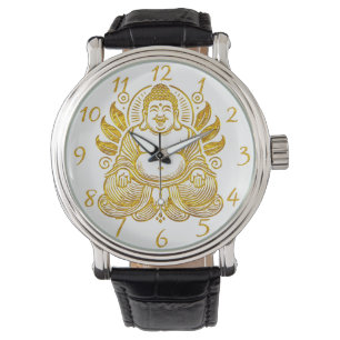 Vreedzame Gouden Boeddha Horloge