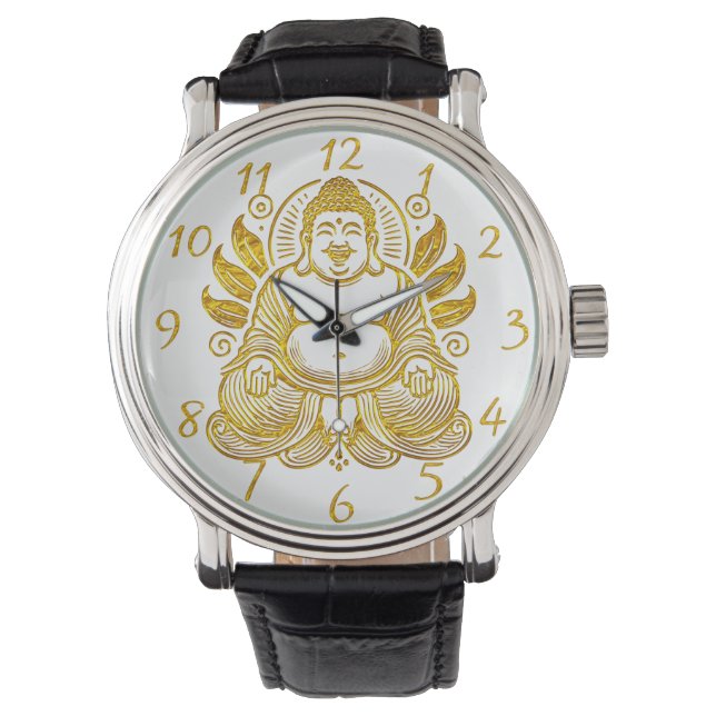 Vreedzame Gouden Boeddha Horloge (Voorkant)