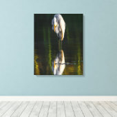 Vreedzame Grote Witte Greet met Reflectie Canvas Afdruk (Insitu (Houten vloer))