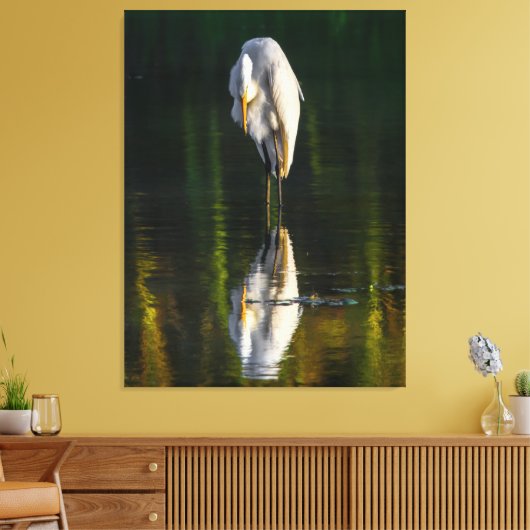 Vreedzame Grote Witte Greet met Reflectie Canvas Afdruk (Insitu (Woonkamer))