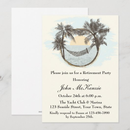 Vreedzame Hammock, Pensioenpartij Kaart (Voorkant / Achterkant)