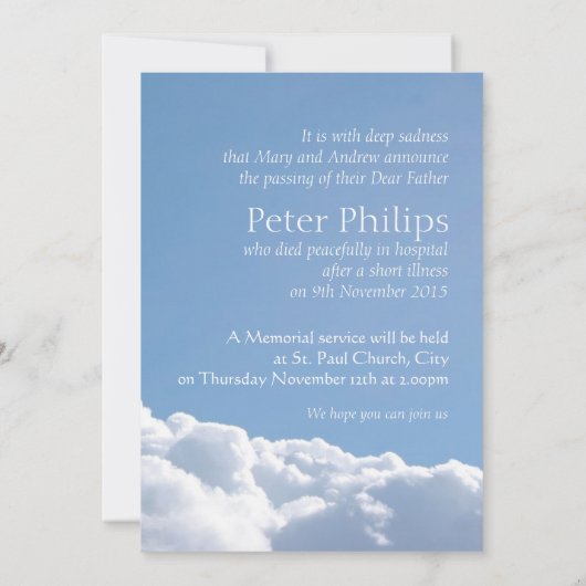 Vreedzame Hemel Moderne Viering van het Leven Uitn Kaart (Achterkant)