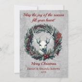 Vreedzame herten met krans van hulstbessen feestdagenkaart (Voorkant)