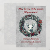 Vreedzame herten met krans van hulstbessen feestdagenkaart (Voorkant / Achterkant)