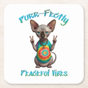 Vreedzame Hippie Boho Kitten Vibes Kartonnen Onderzetters