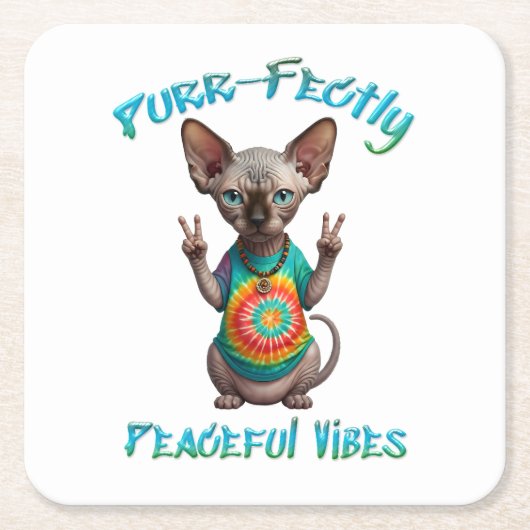 Vreedzame Hippie Boho Kitten Vibes Kartonnen Onderzetters (Voorkant)