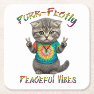 Vreedzame Hippie Boho Kitten Vibes  Kartonnen Onderzetters