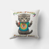 Vreedzame Hippie Boho Kitten Vibes Kussen (Achterkant)