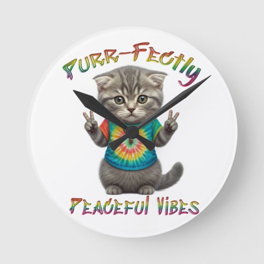 Vreedzame Hippie Boho Kitten Vibes Ronde Klok (Voorkant)
