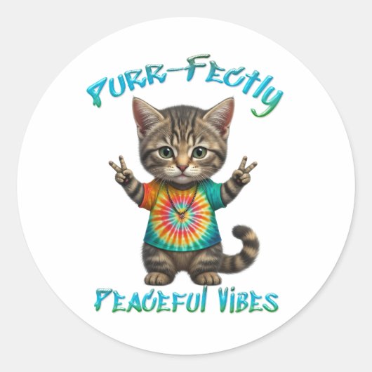 Vreedzame Hippie Boho Kitten Vibes Ronde Sticker (Voorkant)