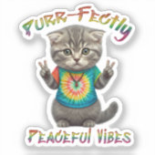 Vreedzame Hippie Boho Kitten Vibes Sticker (Voorkant)