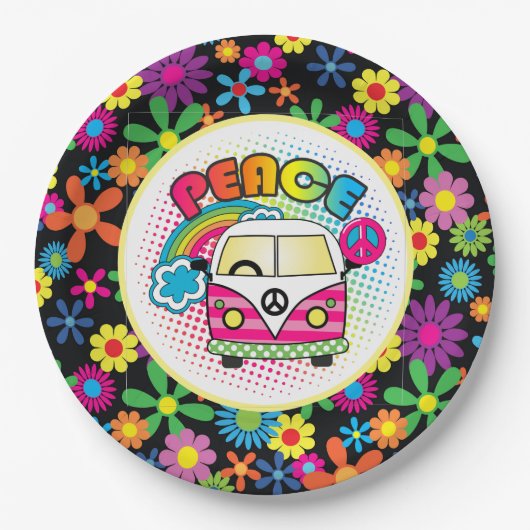 Vreedzame Hippy  Papieren Bordje (Voorkant)