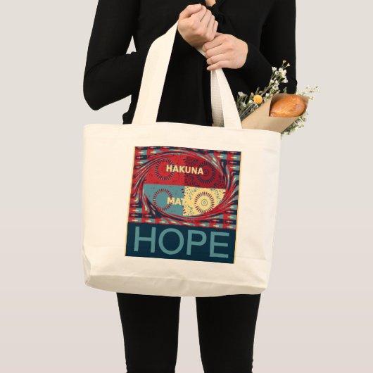 Vreedzame hoop: een kalmerend ontwerp Hakuna Matat Grote Tote Bag (Voorkant (product))
