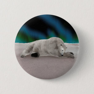 Vreedzame IJsbeer Arctische Natuur Illustratie Ronde Button 5,7 Cm