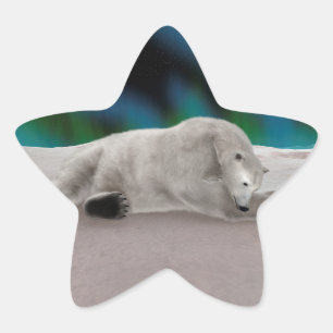 Vreedzame IJsbeer Arctische Natuur Illustratie Ster Sticker