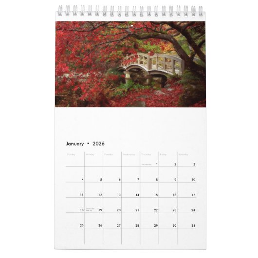 Vreedzame Japanse tuinen Jaarrooster 2018 Kalender (Jan 2026)