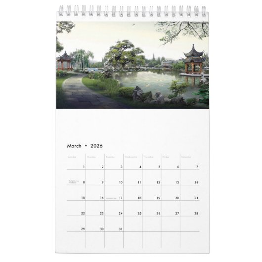 Vreedzame Japanse tuinen Jaarrooster 2018 Kalender (Mar 2026)