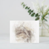 Vreedzame Kat Digitale Potlood Tekening Art Briefkaart (Staand voorkant)