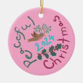 Vreedzame Kerst 2024 Mistletoe Bird Ornament (Voorkant)