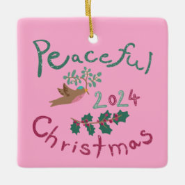 Vreedzame Kerst 2024 Mistletoe Bird Ornament