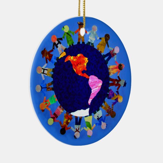 Vreedzame kinderen in de wereld keramisch ornament (Rechts)