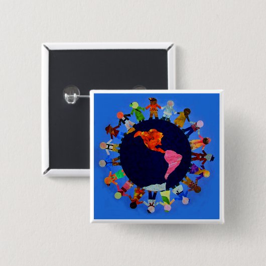 Vreedzame kinderen over de hele wereld Button (Voorkant /achterkant)
