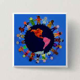 Vreedzame kinderen over de hele wereld Button