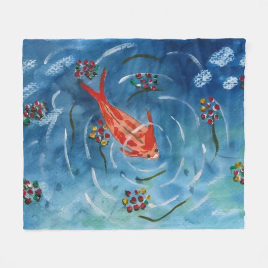 Vreedzame Koi Vis Waterverf Fleece Deken (Voorkant (Horizontaal))