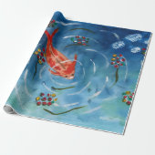 Vreedzame Koi Vis Waterverf Inpakpapier (Uitgerold)