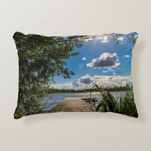 Vreedzame Lake Dock Uitzicht Lumbar Kussen Ontwerp