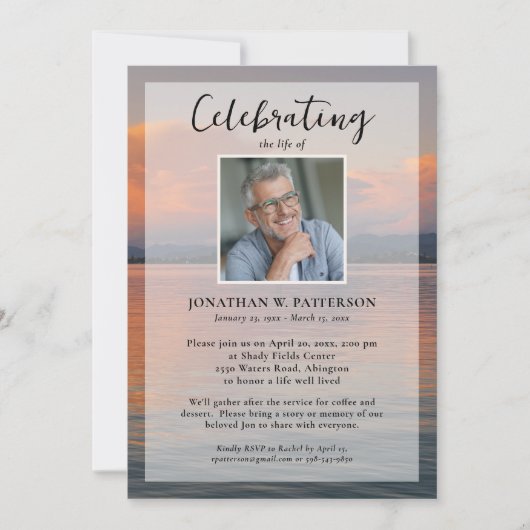 Vreedzame Lake Sunset Viering van het leven Foto Kaart (Voorkant)