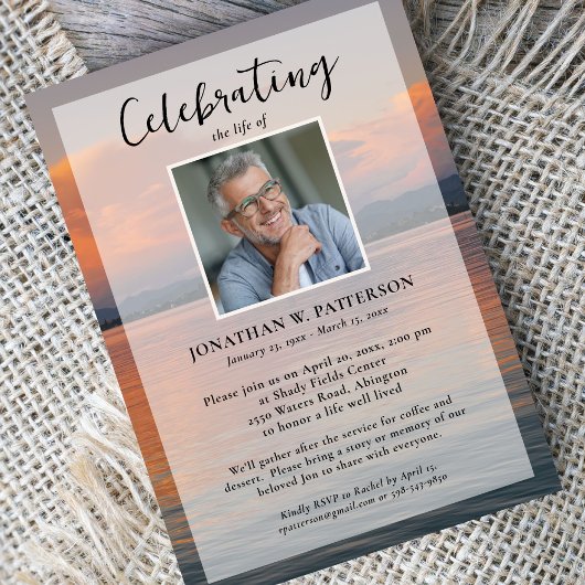 Vreedzame Lake Sunset Viering van het leven Foto Kaart